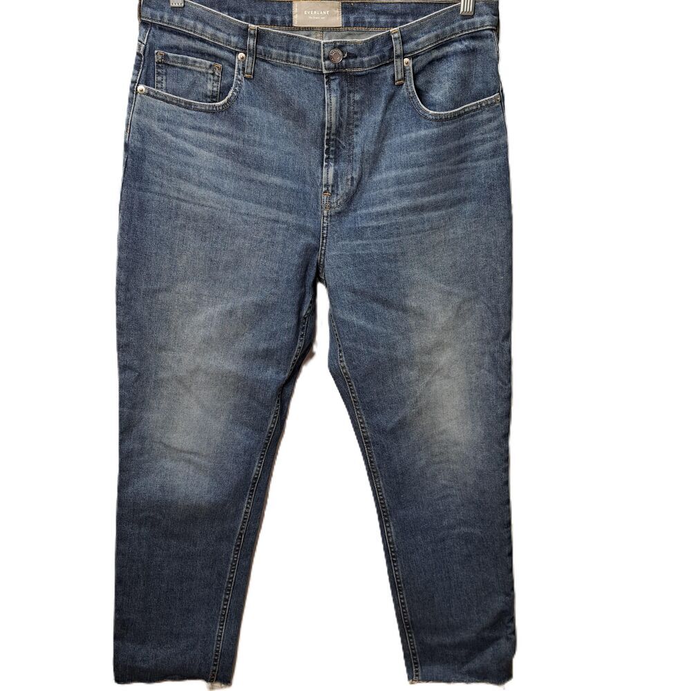 Everlane The Cheeky Jean High Rise Womens Blue Straight Raw Edge Denim Jeans 32